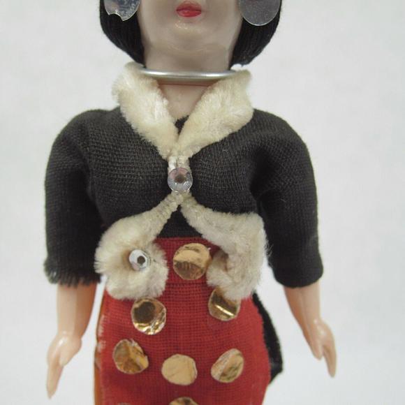 Vintage 1950s North Thailand Thai Doll Figurine 9" Handmade Cloth & Wood Base - Picture 3 of 12
